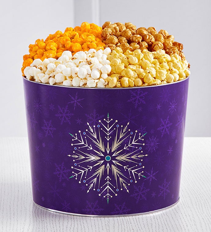 Shining Snowflake 2 Gallon 4 Flavor Popcorn Tin